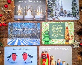 Unique Christmas Postcard Bundle: Holiday Greetings, Festive Cards