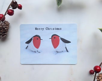 Merry Christmas Robin Postcards: Holiday Art Cards