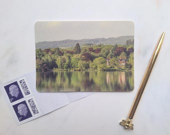 Lake District Art Postcard: Lakeside Forest Reflection
