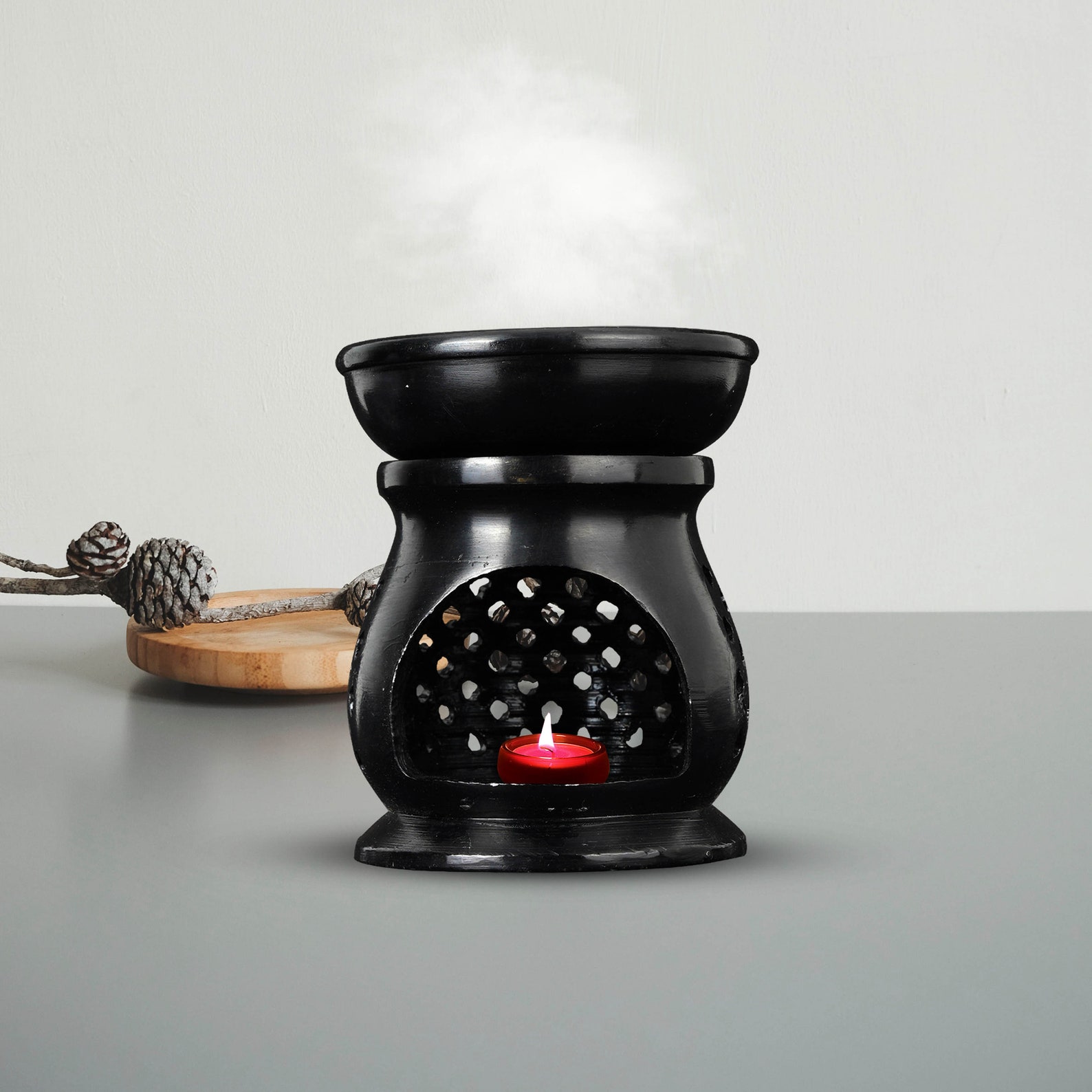 Black Marble Incense Burner Essential Oil Diffuser Handcraft Etsy