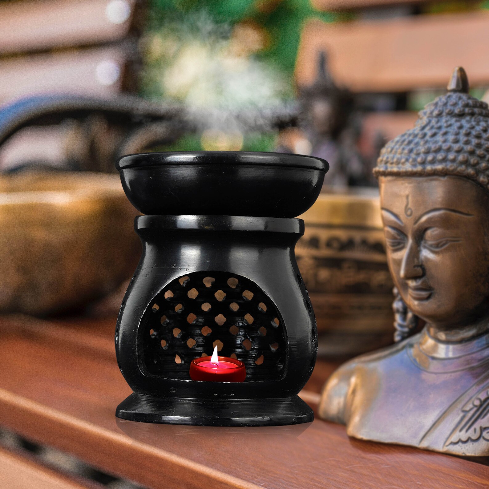 Black Marble Incense Burner Essential Oil Diffuser Handcraft Etsy