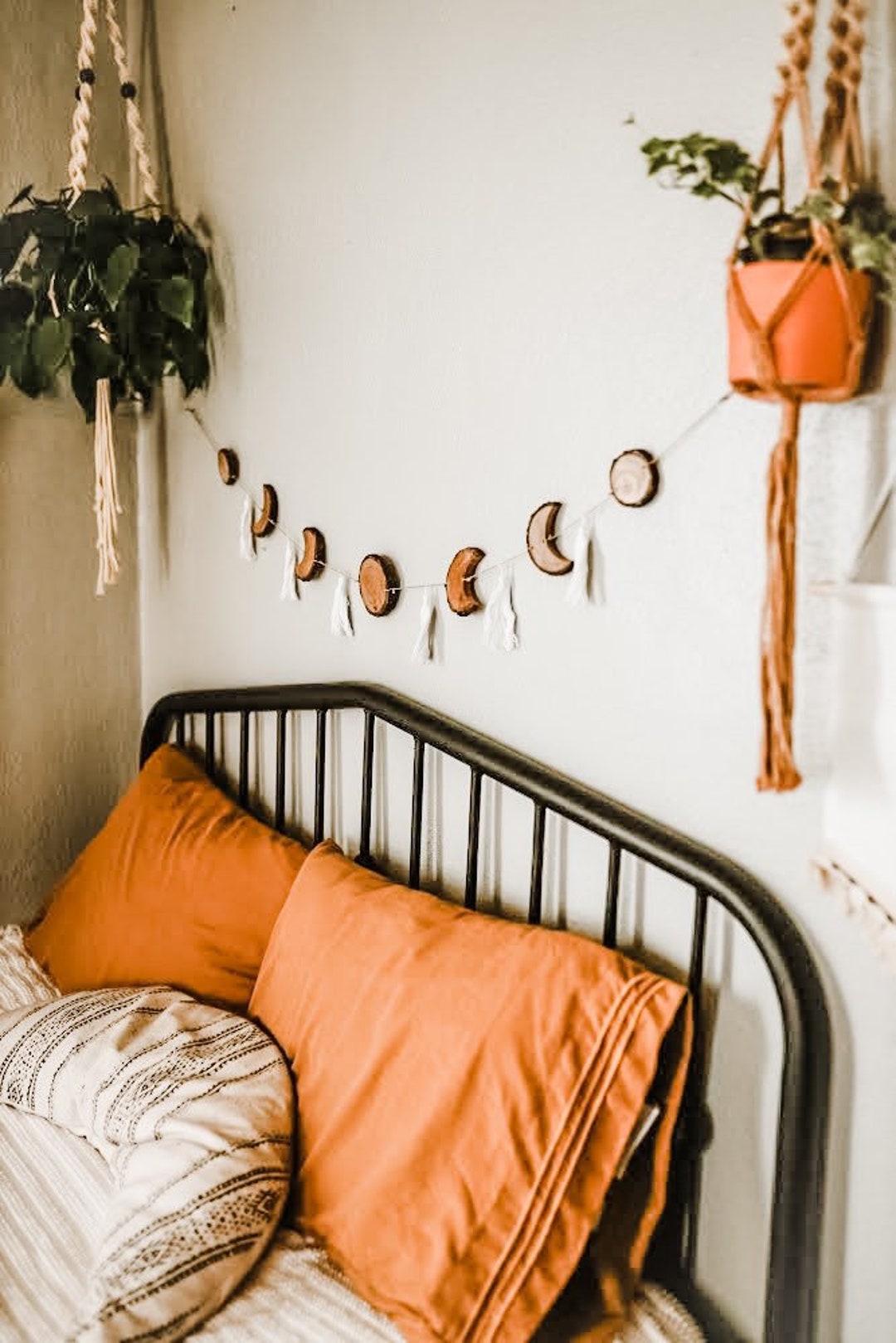 Moon Phase Garland, Hand Carved From Real Birch-boho Wall Decor ...