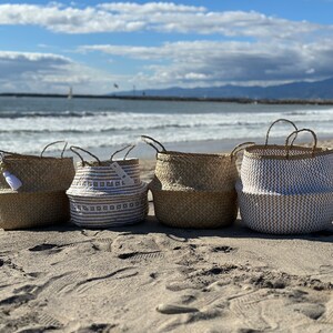 Seagrass Baskets set of 4, Wicker Storage with handles, Decorative Storage, Nursery Laundry Hamper, Boho Wedding Basket, Belly Baskets image 2