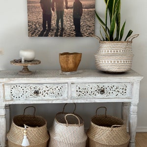 Seagrass Baskets set of 4, Wicker Storage with handles, Decorative Storage, Nursery Laundry Hamper, Boho Wedding Basket, Belly Baskets image 8