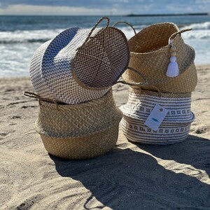 Seagrass Baskets set of 4, Wicker Storage with handles, Decorative Storage, Nursery Laundry Hamper, Boho Wedding Basket, Belly Baskets image 4