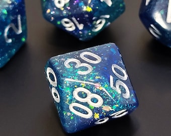 Glacier - Blue and Green Glittery D&D Dice, Polyhedral Dice Set for Dungeons and Dragons and RPG's (Role Playing Games)