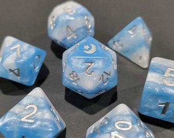 Yeti - Pearly Blue and White D&D Dice, Polyhedral Dice Set for Dungeons and Dragons and RPG's (Role Playing Games)