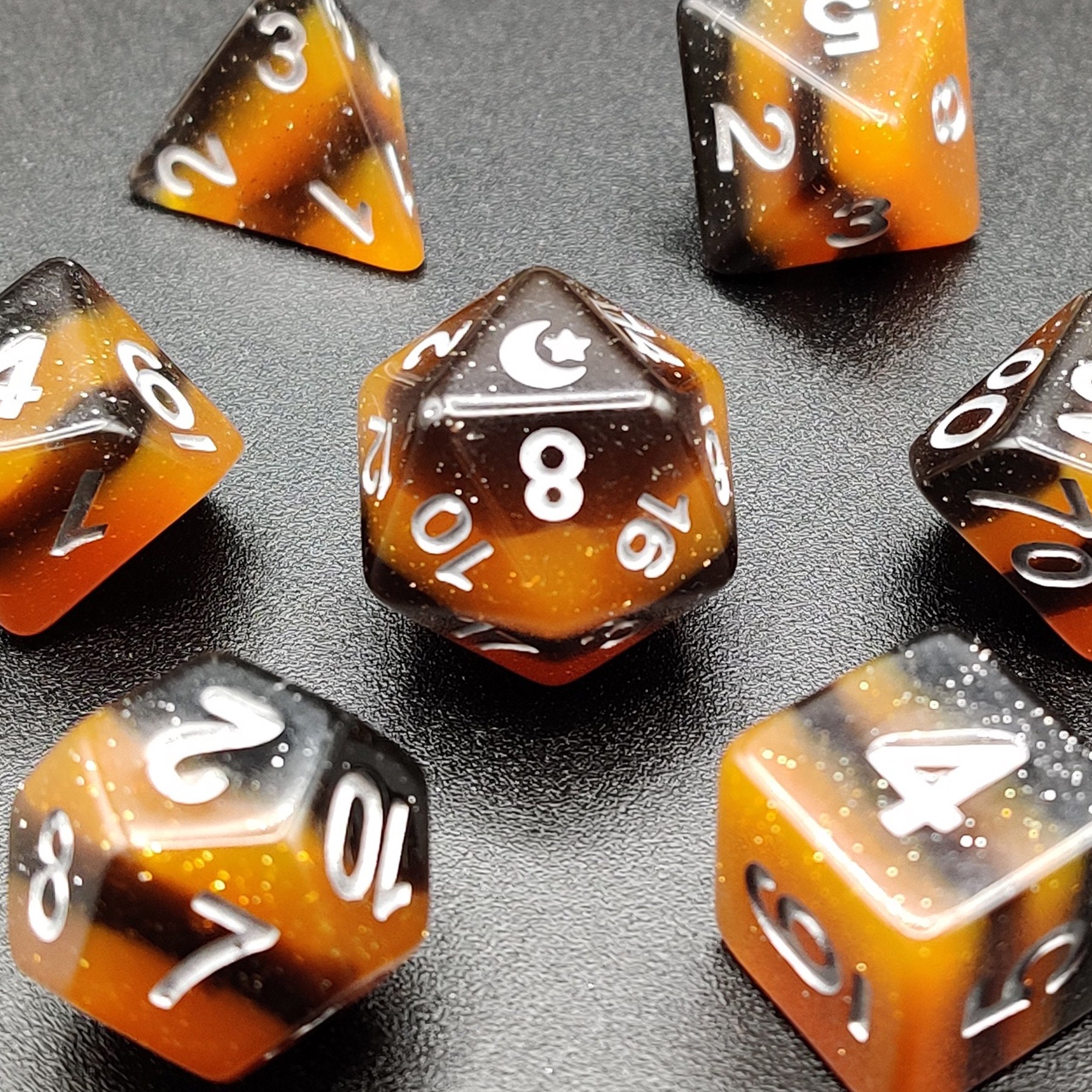 Chessex Dice. Gemini Blue-Orange/white d4 dice
