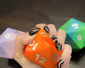 Big n' Squishy Foam D20 - 3" Oversized Jumbo D20 with a Fire, Cupcake or Tree Symbol! Perfect for DnD, MTG and other Tabletop Games