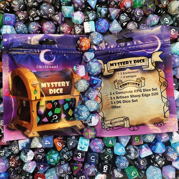 Mystery Dice Bags with over 110 set designs available, fun surprise bag perfect for DnD (Dungeons and Dragons), RPG's, Dungeon Masters
