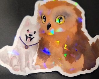 Baldurs Gate 3 Scratch and Owlbear - Best Friends 3" Holographic Art Sticker