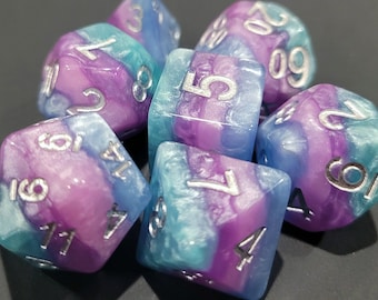 Feywild - Pearly Green, Pink, Magenta and Blue D&D Dice, Polyhedral Dice Set for Dungeons and Dragons and RPG's (Role Playing Games)