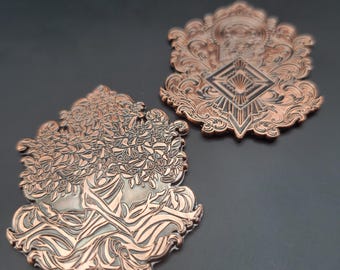 Solid Metal D2 Coin featuring a Tree of Life heads and Steampunk tails | Aged Bronze | Dicebound Exclusive | DND Dungeons and dragons