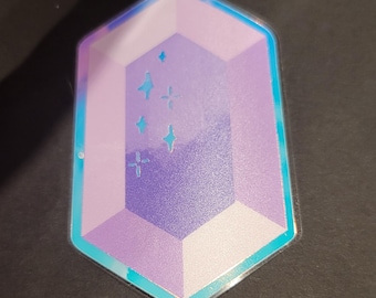 Purple Rupee inspired by Zelda - 3" Glow in the Dark Holographic Art Sticker