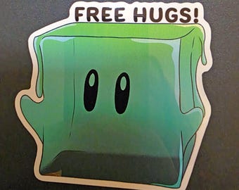 Gelatinous Cube Giving Free Hugs - 3" Glossy DnD Art Sticker (Dungeons and Dragons Themed)