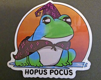 Frog Wizard: Glossy 3 inch Art Sticker