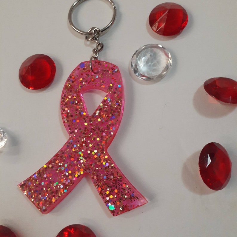 Cancer Awareness Ribbon Resin Keychain. Gift Resin Art - Etsy