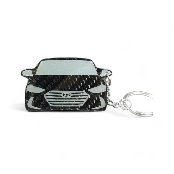 Real Carbon Fiber Keychain For Hyundai Elantra (add license plate or text)