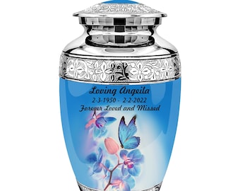 Urna de cremación para adultos con diseño de flor de mariposa - Urnas para cenizas humanas - Urnas de cremación - Urna para funerales - Urna para adultos - Urna - Urna conmemorativa