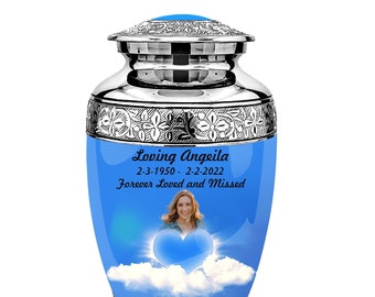 Photo Cloud Heart Adult Cremation Urn – Urns for Human Ashes – Cremation Urns - Urn for Funeral – Adult Urn – Urn - Urn for Memorial