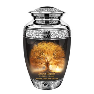 Urnas conmemorativas de cremación del Árbol de la Vida Dorado: urnas para adultos, urnas conmemorativas para amigos y familiares adultos