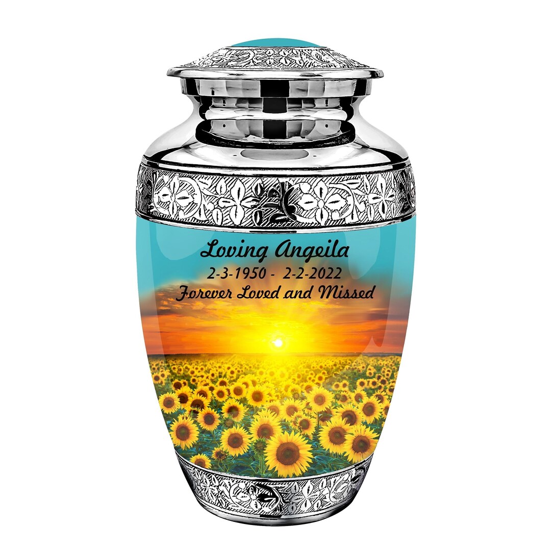 Sunset Sunflowers Sun Aura Urn for Human Ashes, Urn for Human Ashes, Personalized Urns, Urn
