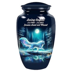 Wolf in Moonlight Urn for Human Ashes, Cremation Urn for Ashes for Adult, Urn for Human Ashes, Cremation Container, Large Memorial Urn