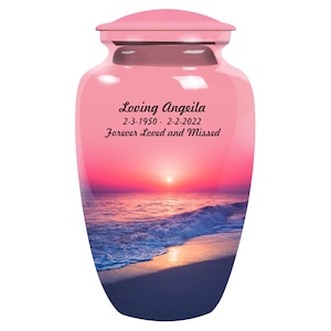 Sunset Beach Cremation Urn for Adult Human Ashes with 1- 200 Cubic Inch Capacity, Funeral Memorial Urn for Human Remains