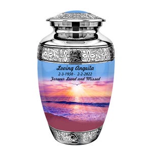 Ocean sunset Cremation Urn For Human Ashes, Large urn for human ashes Adult, Unique Modern Custom Personalize Urn, Decorative Ashes Urn