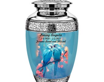 Love Birds Design cremate urn for human ashes, Modern Memorial Urn, Adult urn and Large Urn, Personalized Funeral Urn, Human Urn