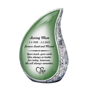 Teardrop Urns Olive for Human Ashes, Cremation Urn for Ashes, Unique Urn for Human Ashes, Adult Urn for Ashes, Cremation urn, Memorial Urn