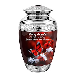 Pretty Butterfly and flowers Cremation Urn, Adult Urn for Ashes, Personalized Memorial Urn for Human Ashes Adult Urn