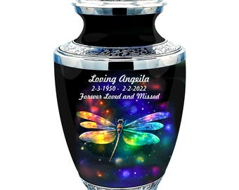 Urna funeraria per ceneri umane, realizzata a mano in ottone, adatta per cimitero o nicchia, misura grande, adatta per resti di adulti fino a 90,7 kg, colore: verde