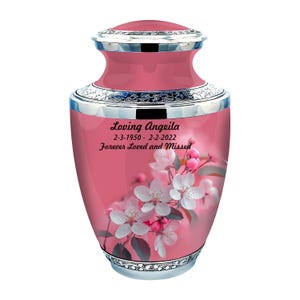 Elegant Cherry Blossom Cremation Urn for Human Ashes, Decorative Memorial Urn, Unique Personalized urn & Full-Size Adult Urns, Funeral Urn