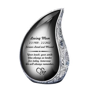 Black Teardrop Urns for Ashes - urns for human ashes adult female - Urn - Urns - Cremation Urns for Adult Ashes - Personalized Urn