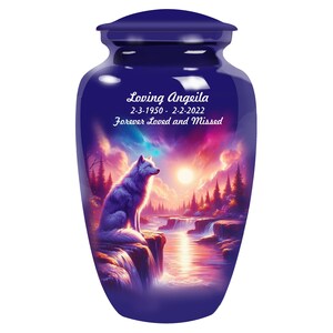 Wolf Art Urn for Human Ashes, Cremation Urn for Human Ashes, Large Urn for Ashes, Metal Urn Ashes Container, Urns for Ashes, Adult Urn