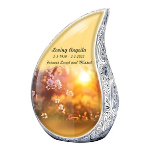 Teardrop urn, Cremation Urn with Cherry Blossom - Urns For Human Ashes - Urn For Ashes - Memorial Urn - urns for Ashes