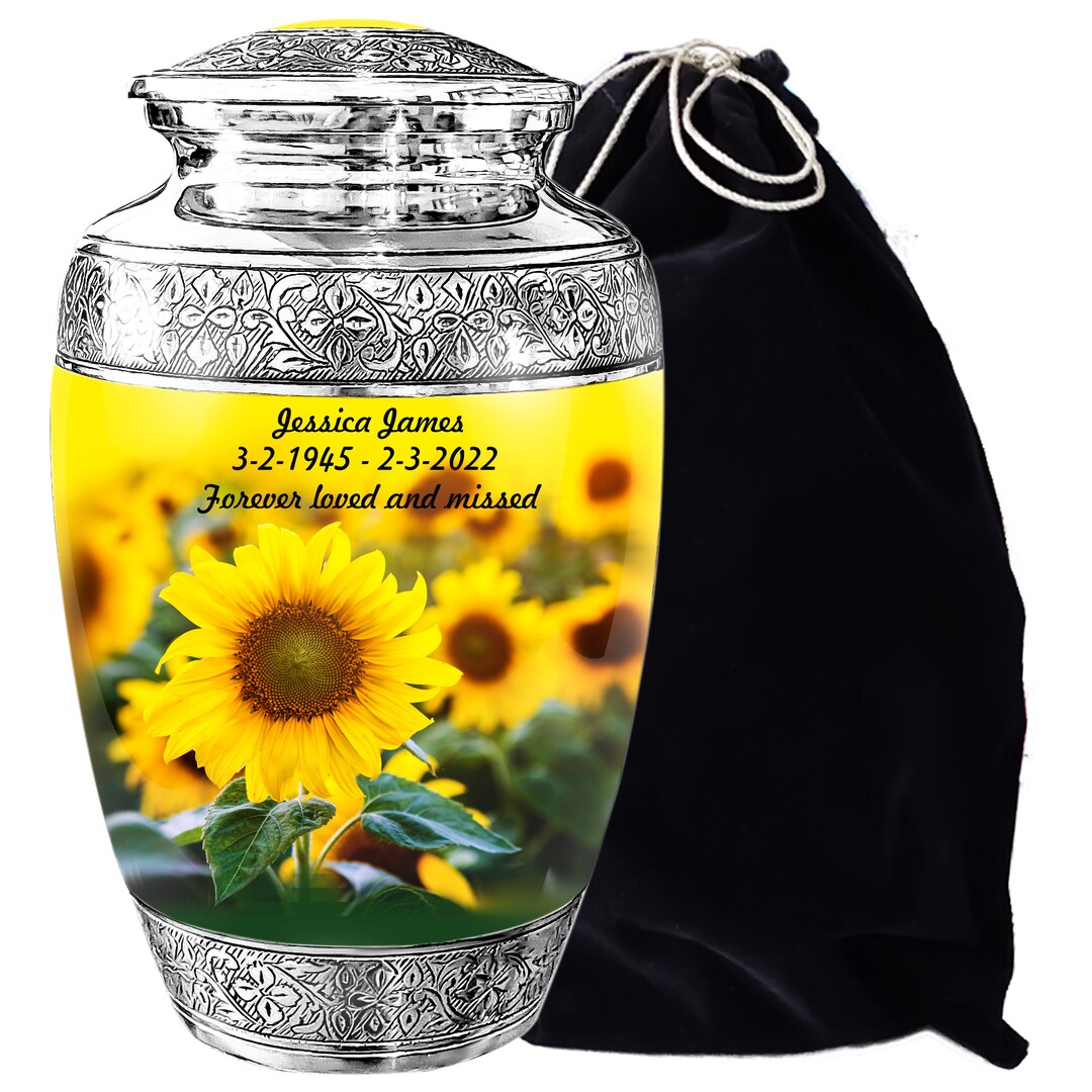 Urn for Human Ashes Sunflowers With Butterfly cremation Urn Etsy