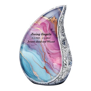 Multicolored Marble Teardrop Urn - Urns for Ashes - urns for human ashes female - Cremation Urns for Adult Ashes - Urns - Keepsake Urn