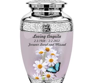 Urna de cremación para adultos con diseño de flor de mariposa - Urnas para cenizas humanas - Urnas de cremación - Urna para funerales - Urna para adultos - Urna - Urna conmemorativa