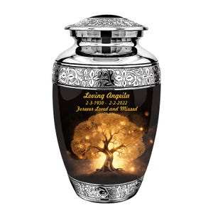 Golden Tree of life Memorial Cremation Urn for Human Ashes, for Human Remains 1-200 Cubic Inch