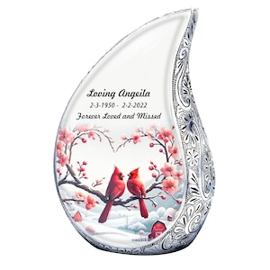 Teardrop Cardinal Bird urn, Adult Urn for Ashes, Urns for Human Ashes, Cremation Urns for Adult Ashes, Decorative Urns, Cremation Urn
