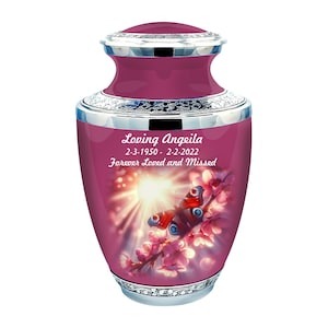 butterfly & blooming cherry Cremation Urn for Human Ashes, Urn for Ashes for Adults, Unique Urn for Human Ashes, Memorial Urn, Memorial Urn