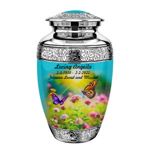 Pretty Butterflies in sunlight Cremate Urn for Human Ashes, Urn for Human Ashes Adult Urn for Ashes, Human Remains Urn, Artistic Urn