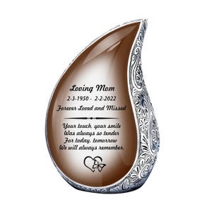 Teardrop Urn Dark brown- Urns for Ashes Adult Male - urns for human ashes female - Cremation Urns for Adult Ashes - Urns – Adult urn
