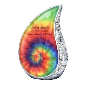Teardrop urn, Tie Dye Cremation Urn for Human Ashes, Unique Modern Memorial Adult Urn, Adult Cremate Urn, Ashes Urn, Decorative Urn