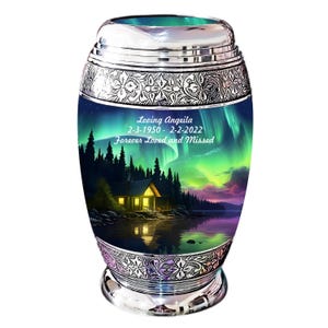 Northern Lights  Cremation Urn – Urns for Human Ashes – Adult urn - Urn for Funeral – Burial Urn – Urn - Urn for Memorial