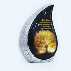 Urna funeraria per ceneri umane adulte con albero della vita dorato, per uomini, urna per adulti da 10 pollici, urna commemorativa per funerali, urne decorative