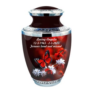 Alluring Butterfly and flowers Cremation Urn for Human Ash / Urns for Ashes / Adult Urns / Funeral Urn / Memorial Urn / Personalized Urn