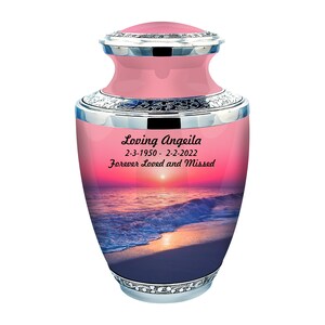 Sunset Beach Cremation Urn - Nature Inspired Memorial for Adults Human Ashes 1-200 Cubic Inch Large Adult Funeral Decorative Urns